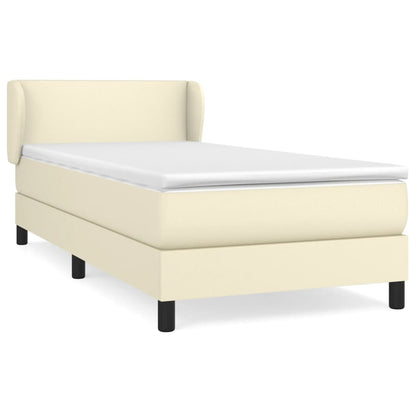 Box Spring Postel S Matrací Krémová 80 X 200 Cm Umělá Kůže