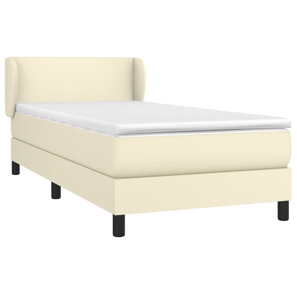 Box Spring Postel S Matrací Krémová 80 X 200 Cm Umělá Kůže