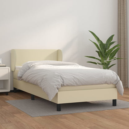 Box Spring Postel S Matrací Krémová 80 X 200 Cm Umělá Kůže