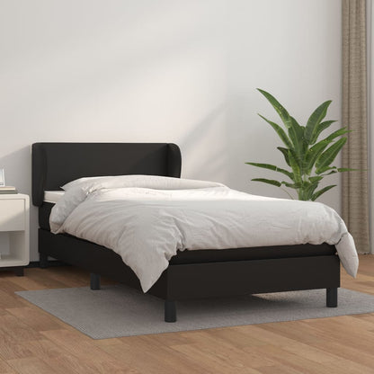 Box Spring Postel S Matrací Černá Umělá Kůže Černá