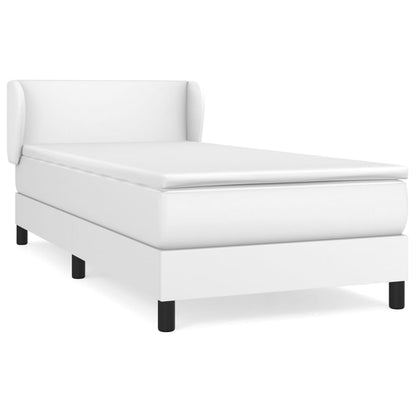 Box Spring Postel S Matrací Bílá 100X200 Cm Umělá Kůže