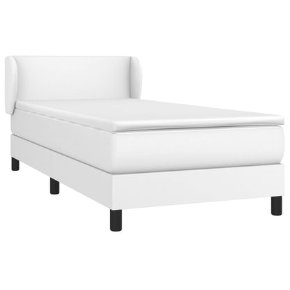 Box Spring Postel S Matrací Bílá 100X200 Cm Umělá Kůže