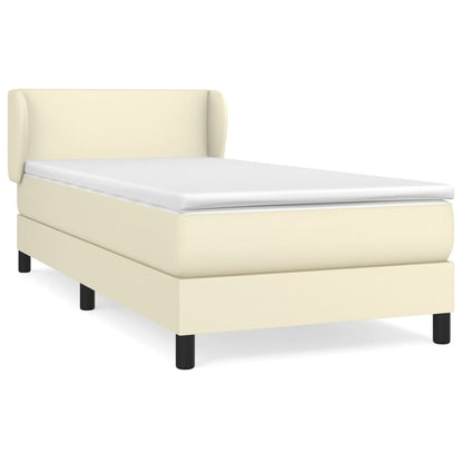 Box Spring Postel S Matrací Krémová 100X200 Cm Umělá Kůže