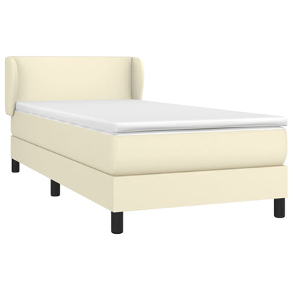 Box Spring Postel S Matrací Krémová 100X200 Cm Umělá Kůže