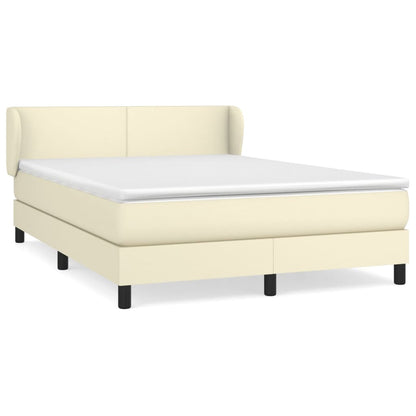 Box Spring Postel S Matrací Krémová 140X190 Cm Umělá Kůže