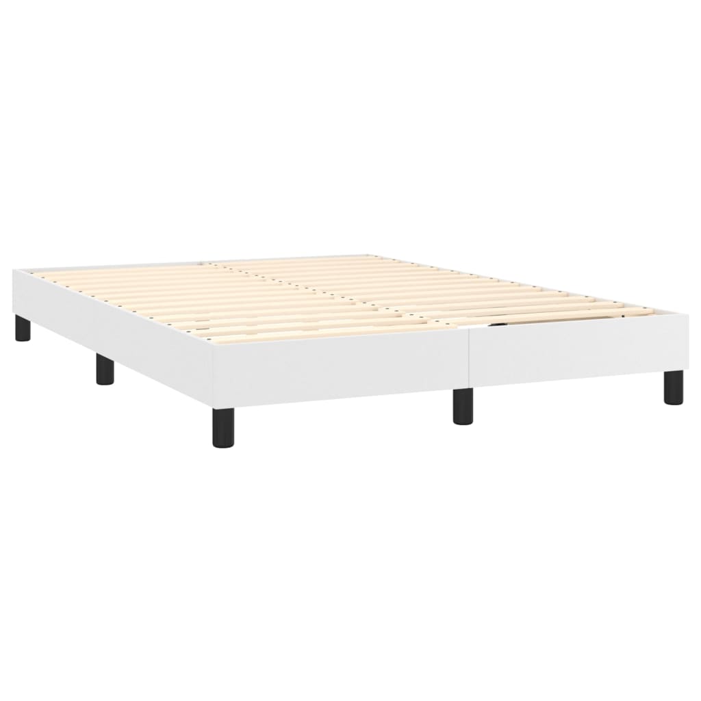 Box Spring Postel S Matrací Bílá 140X200 Cm Umělá Kůže