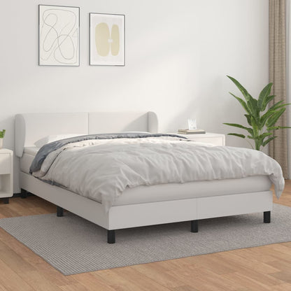 Box Spring Postel S Matrací Bílá 140X200 Cm Umělá Kůže