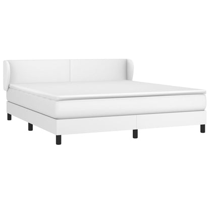 Box Spring Postel S Matrací Bílá 160X200 Cm Umělá Kůže