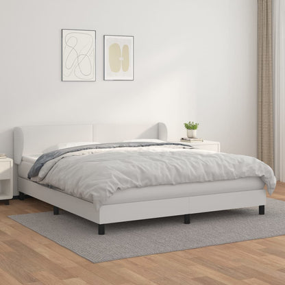 Box Spring Postel S Matrací Bílá 160X200 Cm Umělá Kůže