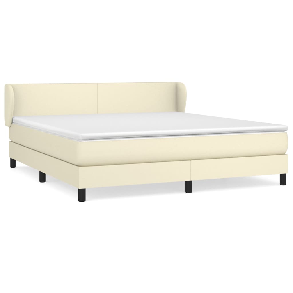 Box Spring Postel S Matrací Krémová 160X200 Cm Umělá Kůže