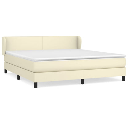 Box Spring Postel S Matrací Krémová 160X200 Cm Umělá Kůže