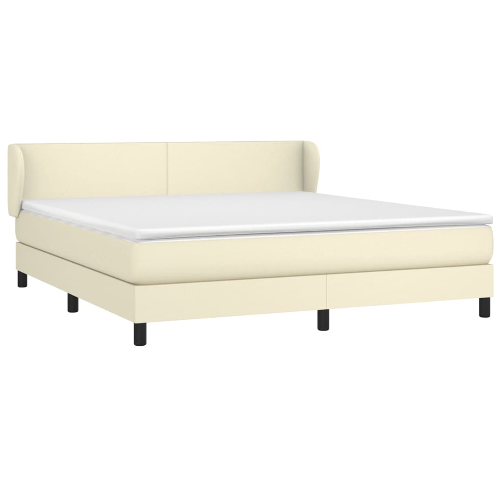 Box Spring Postel S Matrací Krémová 180X200 Cm Umělá Kůže