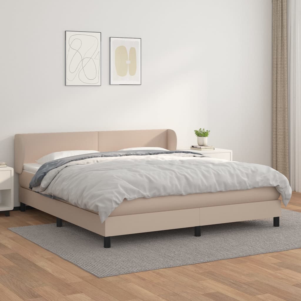 Box Spring Postel S Matrací Cappuccino 180 X 200 Cm Umělá Kůže