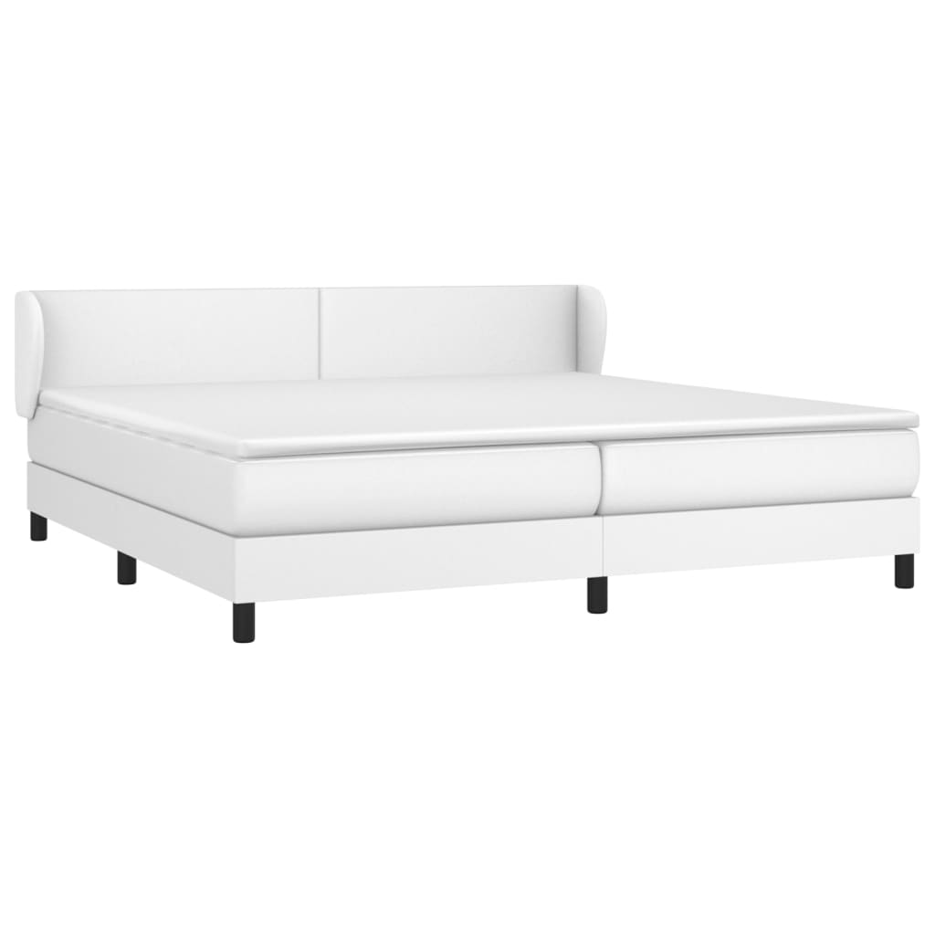 Box Spring Postel S Matrací Bílá 200X200 Cm Umělá Kůže