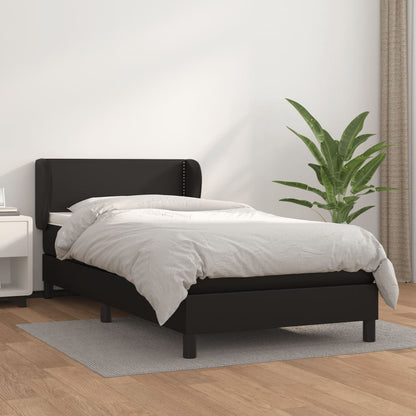 Box Spring Postel S Matrací Černá Umělá Kůže Černá