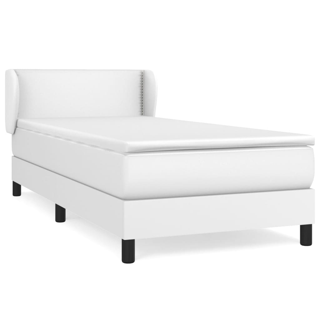 Box Spring Postel S Matrací Bílá 100X200 Cm Umělá Kůže
