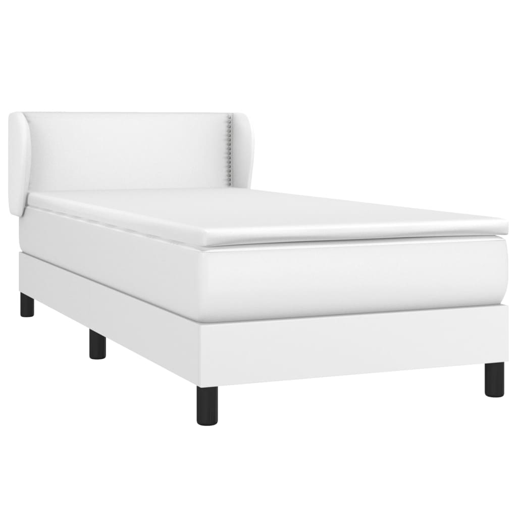 Box Spring Postel S Matrací Bílá 100X200 Cm Umělá Kůže