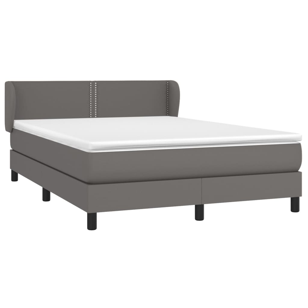 Box Spring Postel S Matrací Šedá Umělá Kůže Šedá