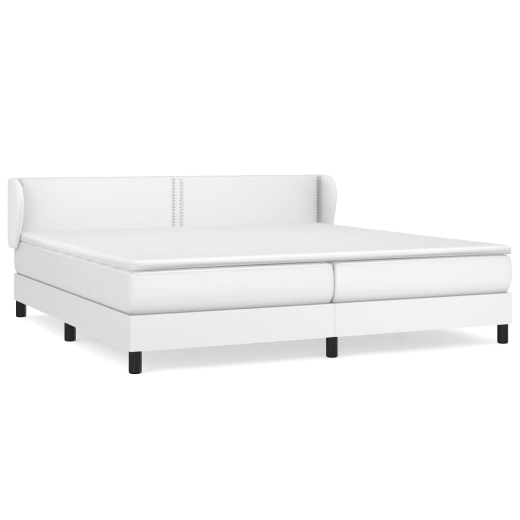 Box Spring Postel S Matrací Bílá 200X200 Cm Umělá Kůže