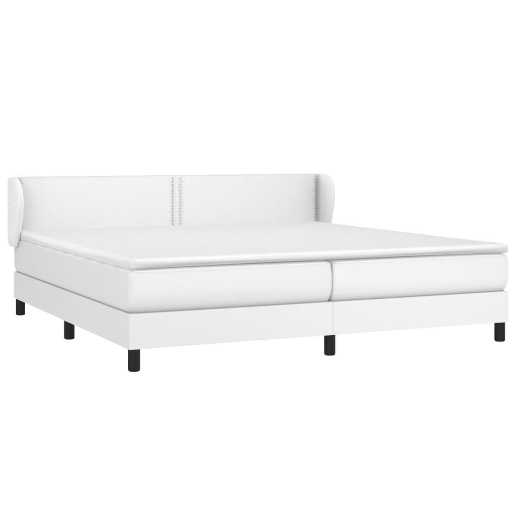 Box Spring Postel S Matrací Bílá 200X200 Cm Umělá Kůže