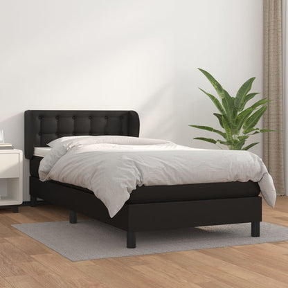 Box Spring Postel S Matrací Černá Umělá Kůže Černá