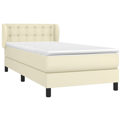 Box Spring Postel S Matrací Krémová 90X190 Cm Umělá Kůže