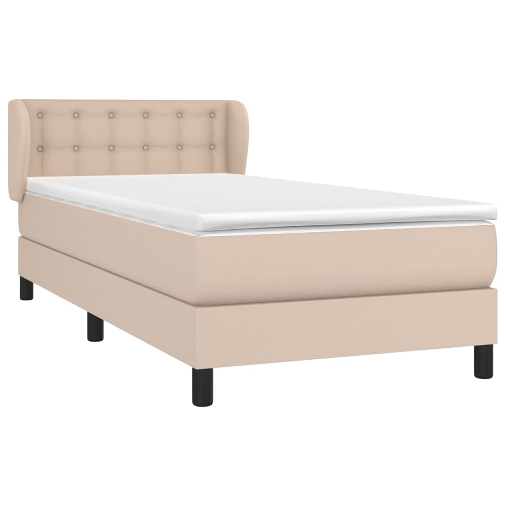 Box Spring Postel S Matrací Cappuccino 90X190 Cm Umělá Kůže