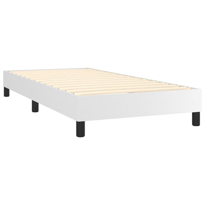 Box Spring Postel S Matrací Bílá 90X200 Cm Umělá Kůže