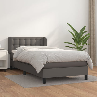 Box Spring Postel S Matrací Šedá Umělá Kůže Šedá