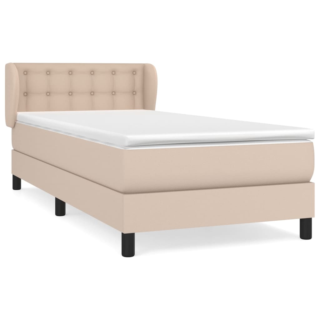 Box Spring Postel S Matrací Cappuccino 90X200 Cm Umělá Kůže