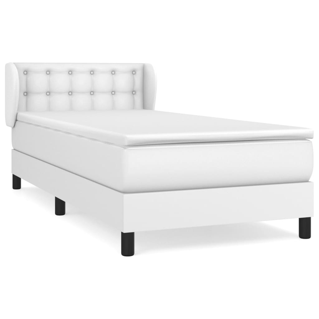 Box Spring Postel S Matrací Bílá 100X200 Cm Umělá Kůže