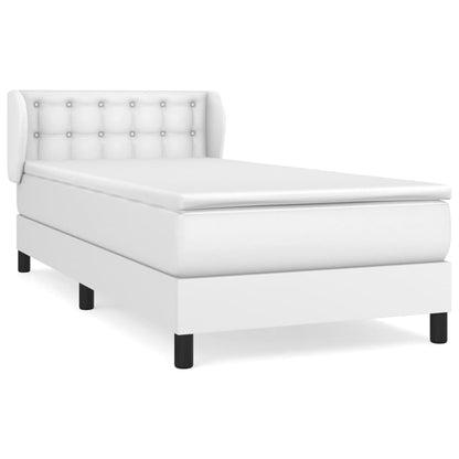 Box Spring Postel S Matrací Bílá 100X200 Cm Umělá Kůže