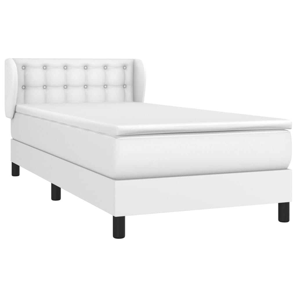 Box Spring Postel S Matrací Bílá 100X200 Cm Umělá Kůže