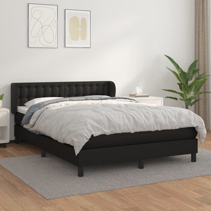 Box Spring Postel S Matrací Černá Umělá Kůže Černá