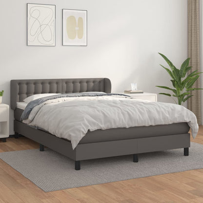 Box Spring Postel S Matrací Šedá Umělá Kůže Šedá