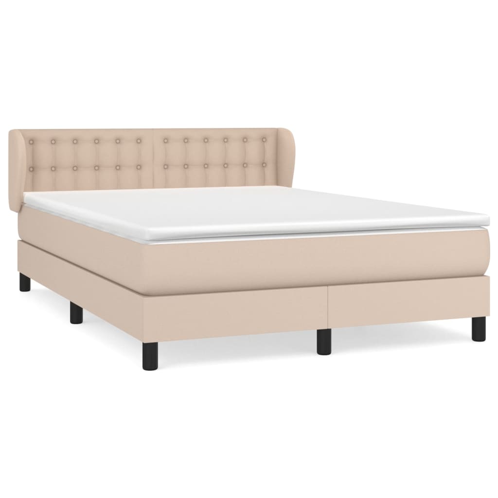 Box Spring Postel S Matrací Cappuccino 140X190 Cm Umělá Kůže