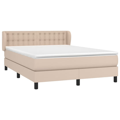 Box Spring Postel S Matrací Cappuccino 140X190 Cm Umělá Kůže
