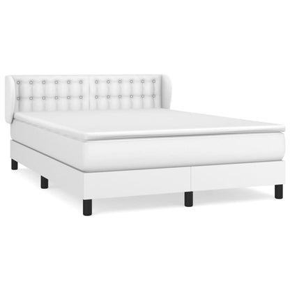 Box Spring Postel S Matrací Bílá 140X200 Cm Umělá Kůže