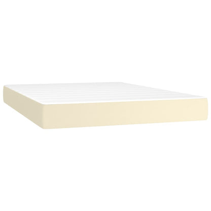 Box Spring Postel S Matrací Krémová 140X200 Cm Umělá Kůže