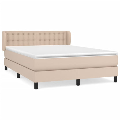 Box Spring Postel S Matrací Cappuccino 140X200 Cm Umělá Kůže