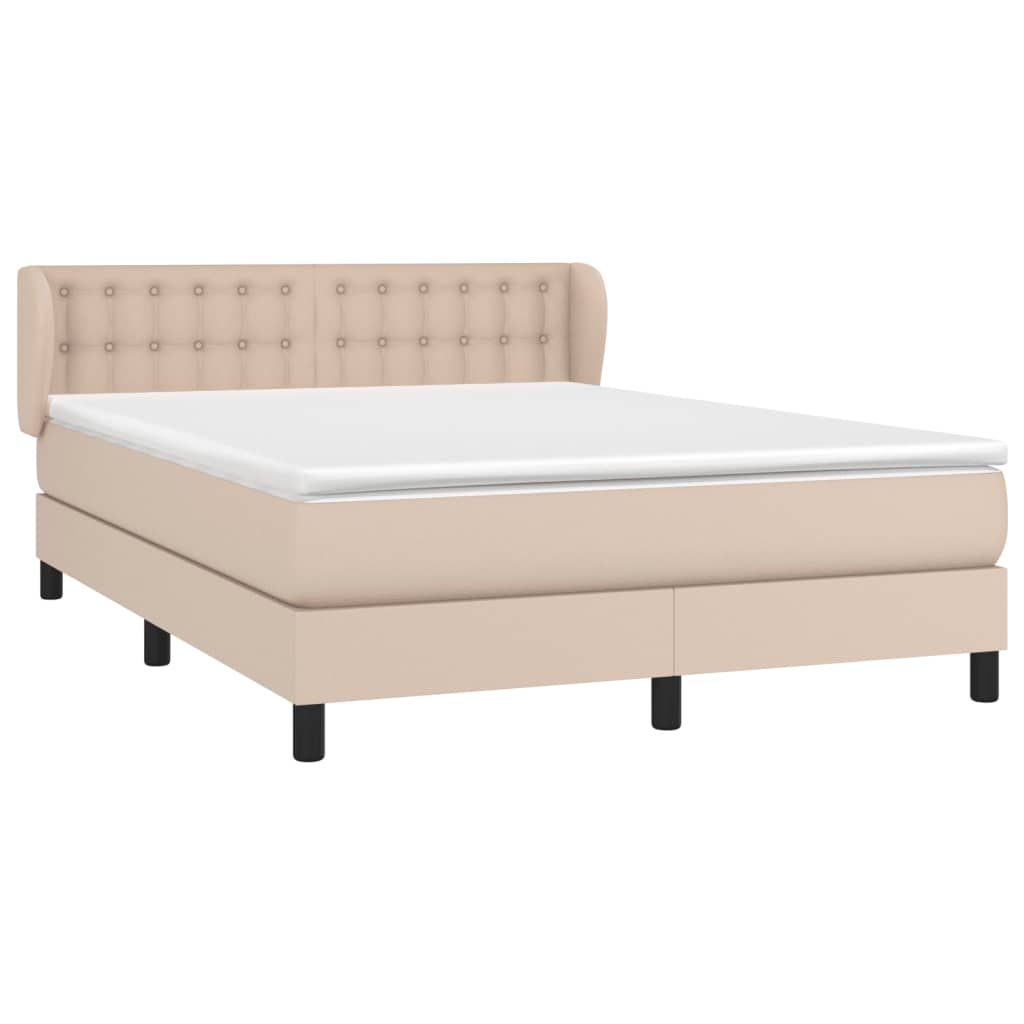 Box Spring Postel S Matrací Cappuccino 140X200 Cm Umělá Kůže