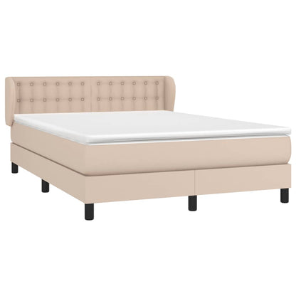 Box Spring Postel S Matrací Cappuccino 140X200 Cm Umělá Kůže