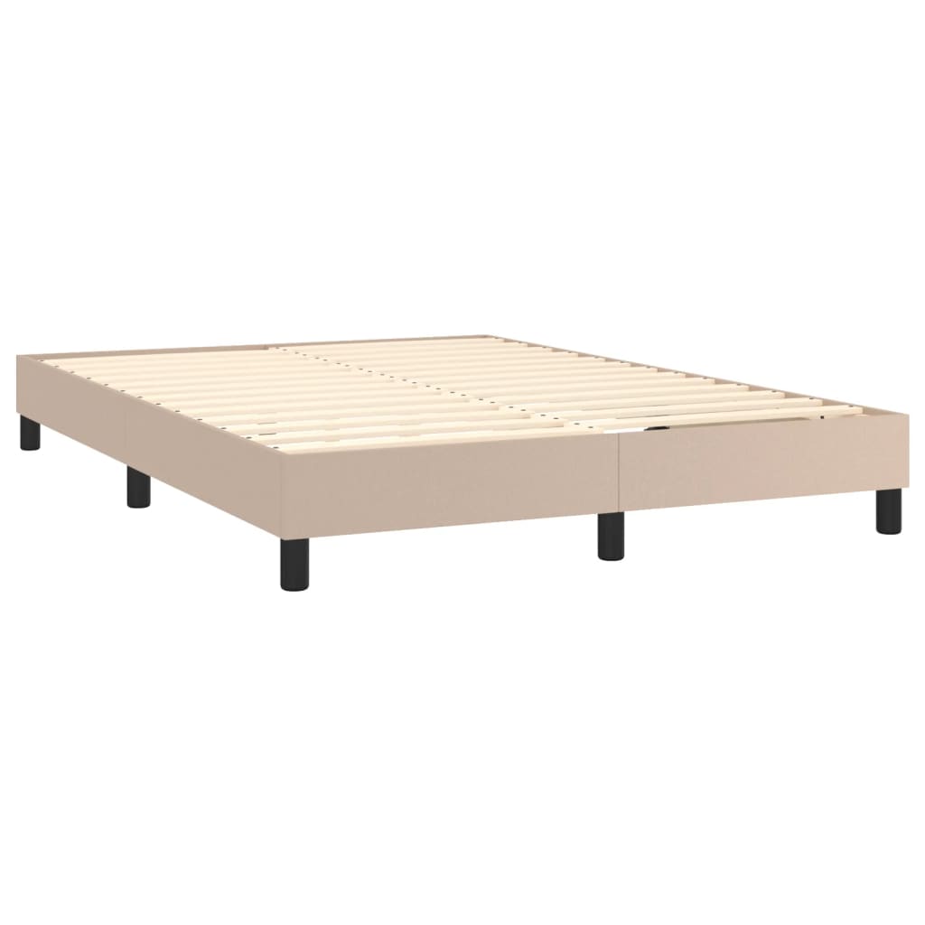 Box Spring Postel S Matrací Cappuccino 140X200 Cm Umělá Kůže