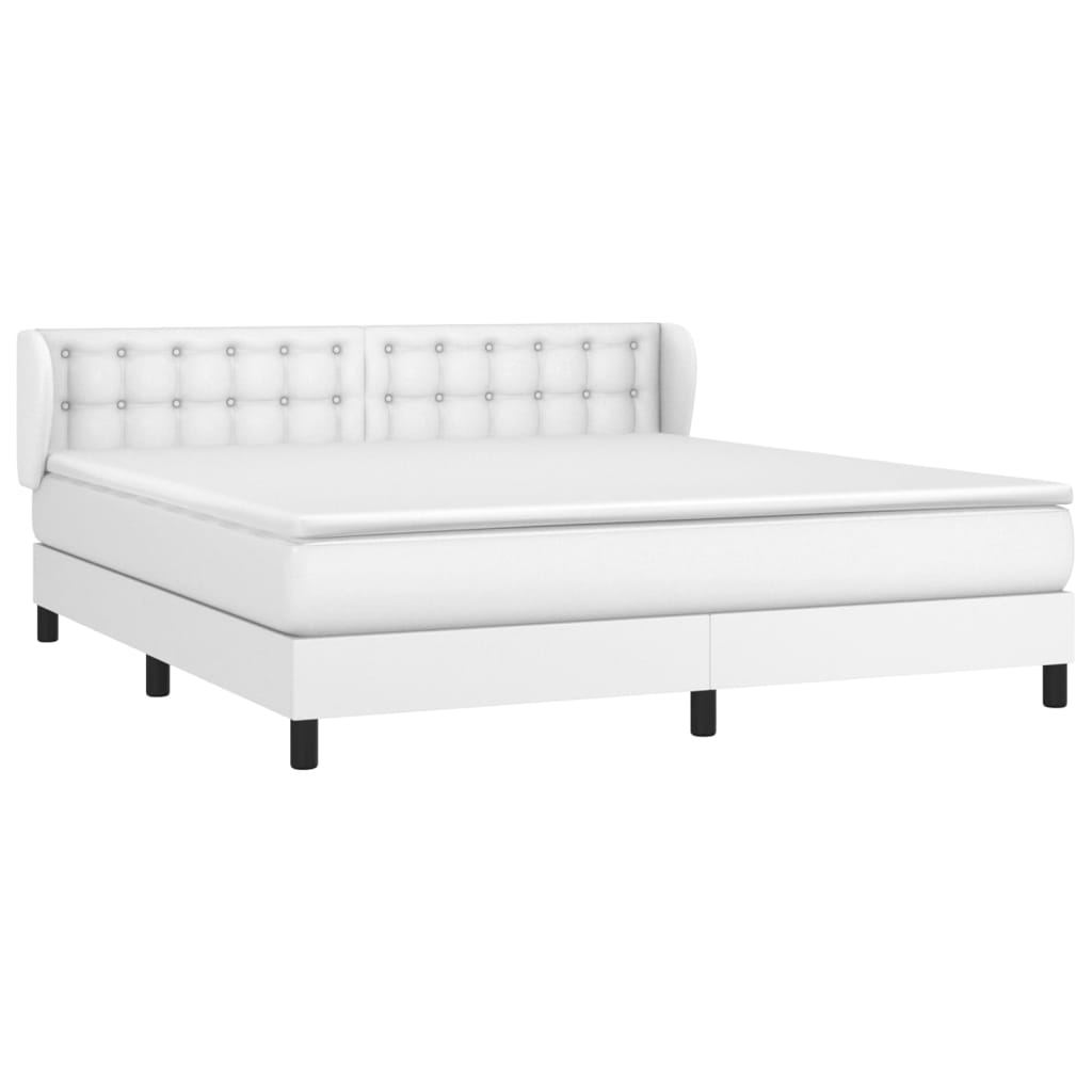 Box Spring Postel S Matrací Bílá 160X200 Cm Umělá Kůže