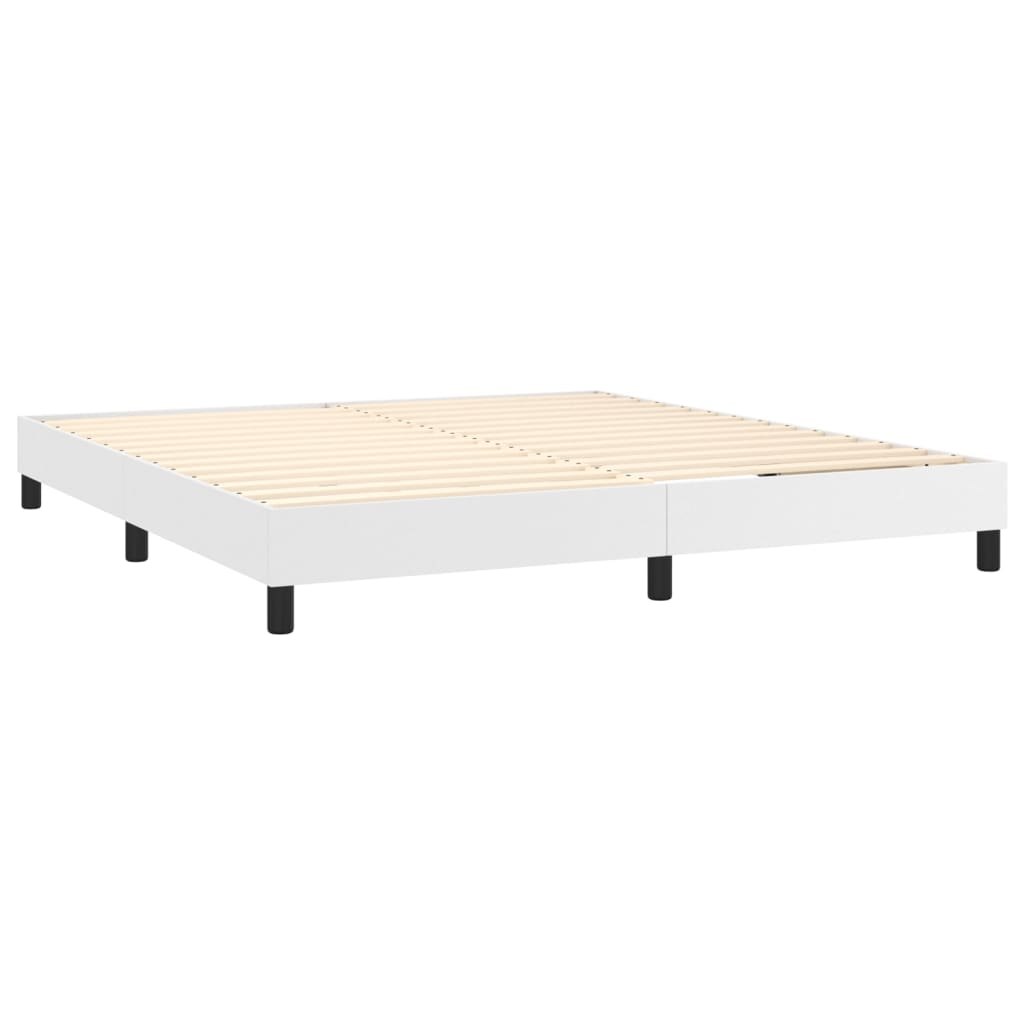 Box Spring Postel S Matrací Bílá 160X200 Cm Umělá Kůže