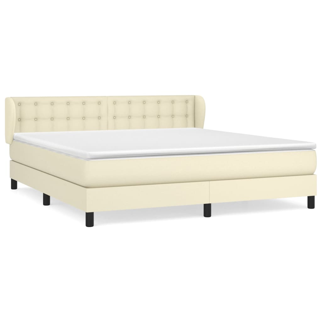 Box Spring Postel S Matrací Krémová 180X200 Cm Umělá Kůže