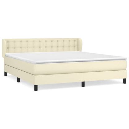 Box Spring Postel S Matrací Krémová 180X200 Cm Umělá Kůže