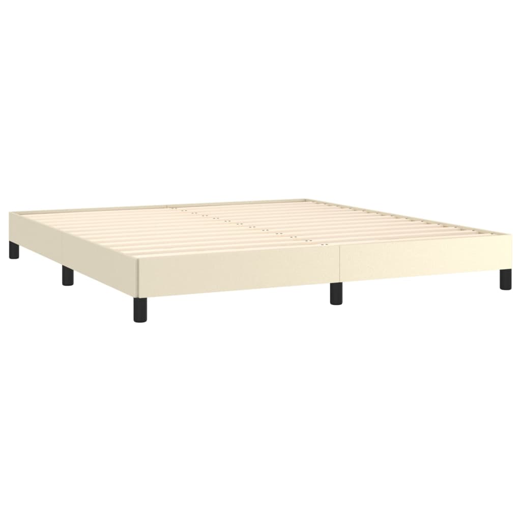Box Spring Postel S Matrací Krémová 180X200 Cm Umělá Kůže