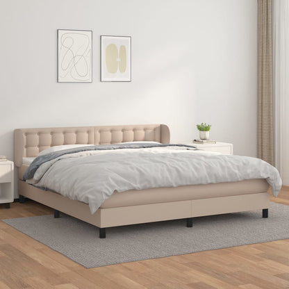 Box Spring Postel S Matrací Cappuccino 180 X 200 Cm Umělá Kůže