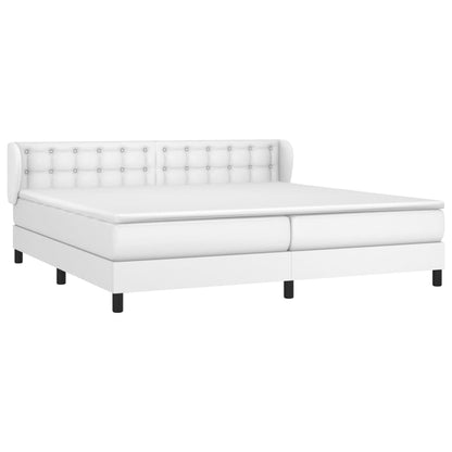 Box Spring Postel S Matrací Bílá 200X200 Cm Umělá Kůže